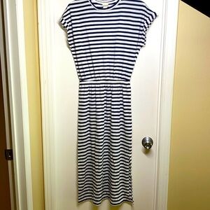 H&M - Navy & White Stripe MIDI Dress Size XS